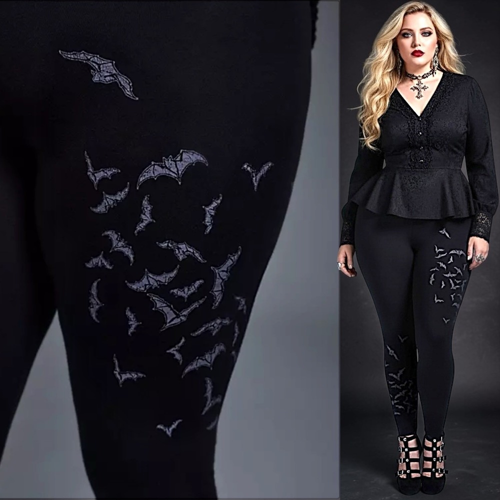 TORRID Nightfall "Bat's Flight" Deep Black Leggings NWT Size 1X